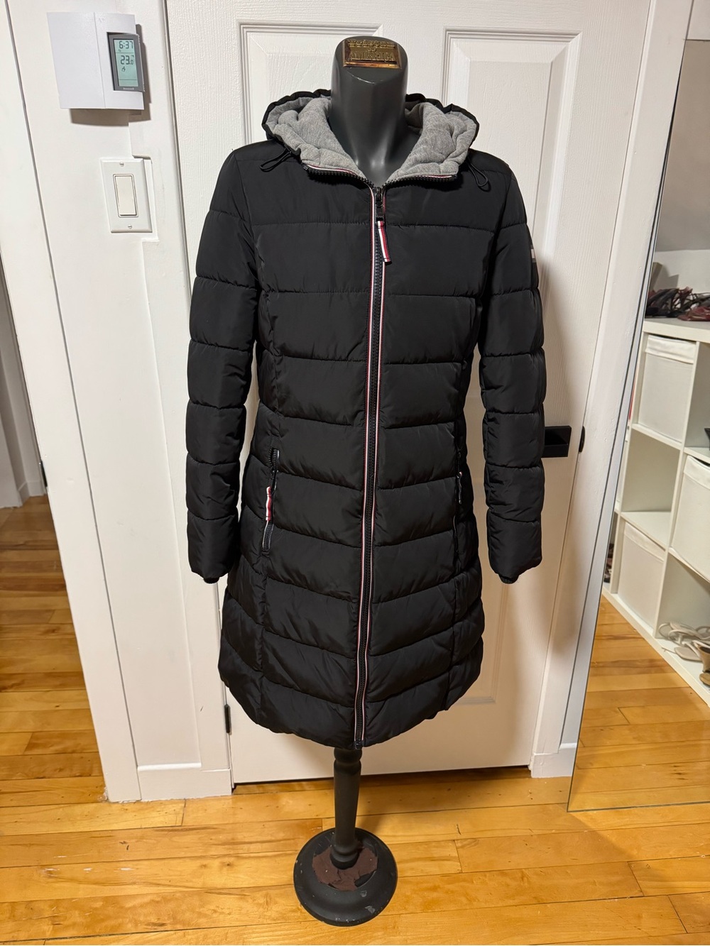 Women's Black Hooded Long Puffer Coat